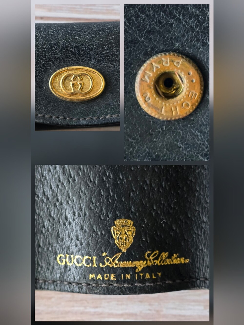 🔑RARE Vintage Gucci Logo Black Leather 3 Key Holder - Picture 15 of 16
